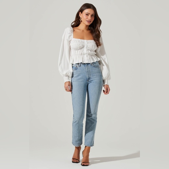 LONG SLEEVE SMOCKED SQUARE NECK TOP - Picture 7 of 12